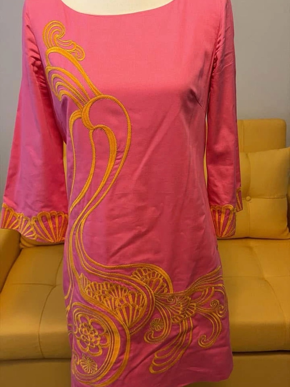 Lilly Pulitzer Pink Tunic Dress with Yellow Embroidery size 6